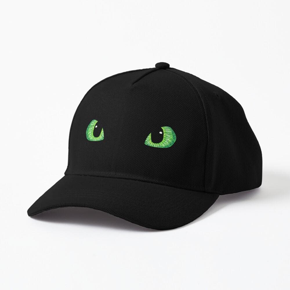 Green Toothless Dragon Eyes Drawing Cap Designed and sold by?itsMePopoi