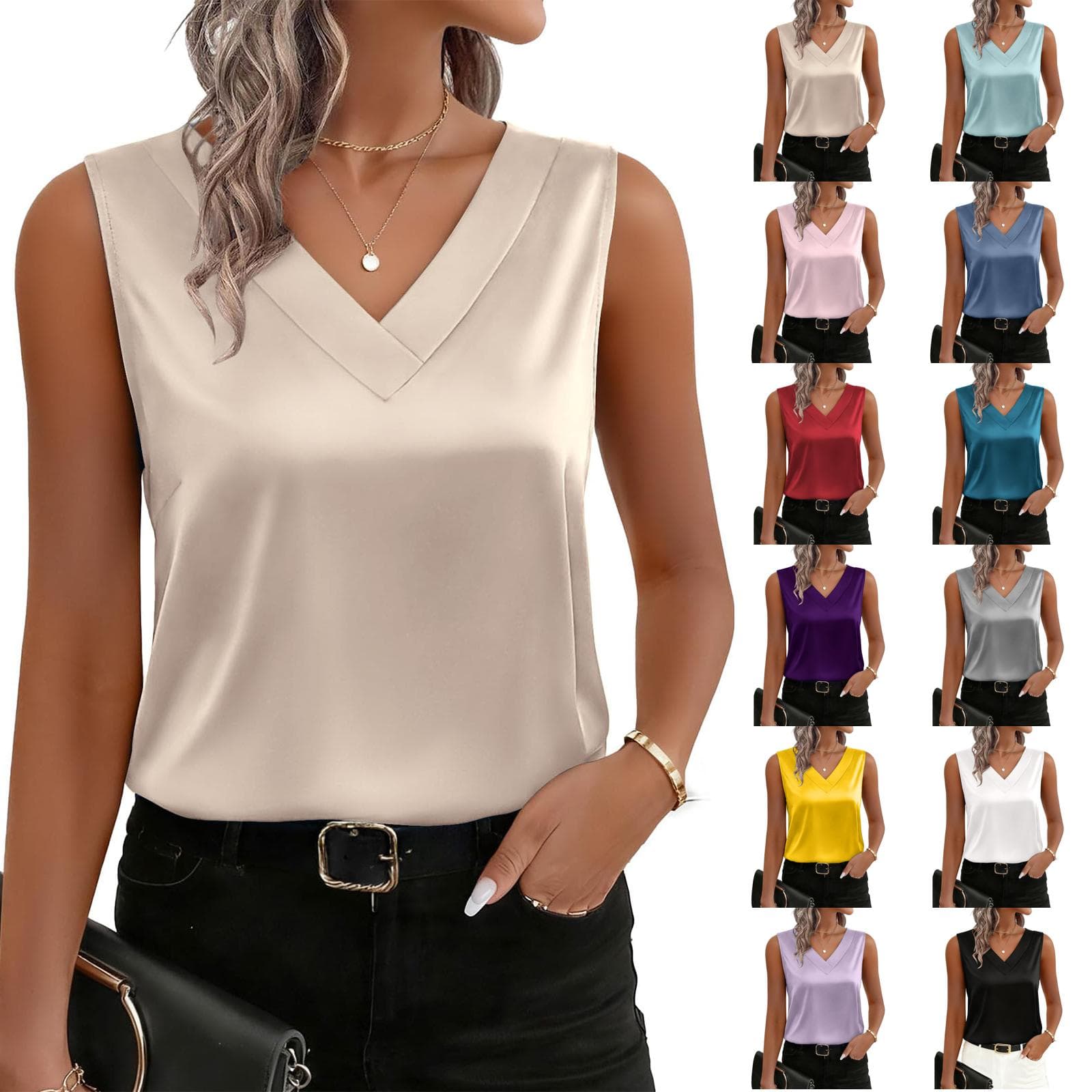 Women's -color Fashionable Business Work Shirt Formal T-shirt Top cm