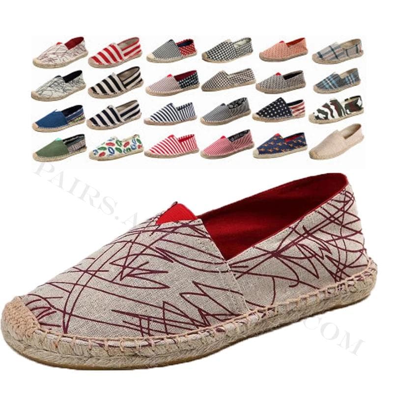 2024 Linen Male Casual Shoes Loafers Mens Women Weaving Fisherman Shoes Handmade Flat Espadrilles Elegant Driving Shoes Footwear cm camouflage