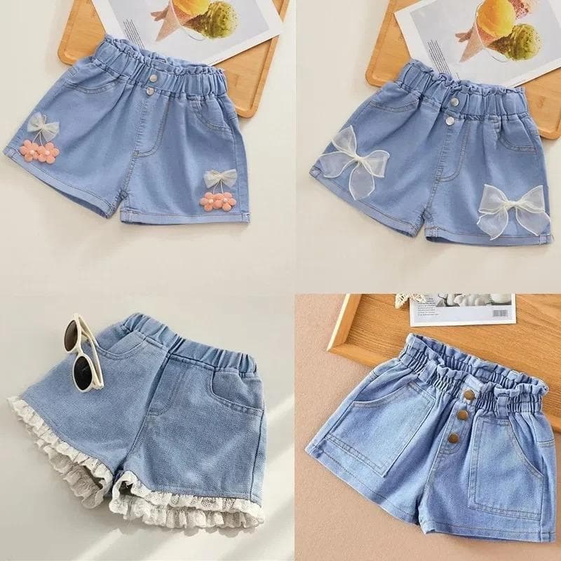 Summer Kids Short Denim Shorts for Girls Fashion Girl Short Princess Jeans Children Pants Girls Shorts Flower Girls Clothing 150cm