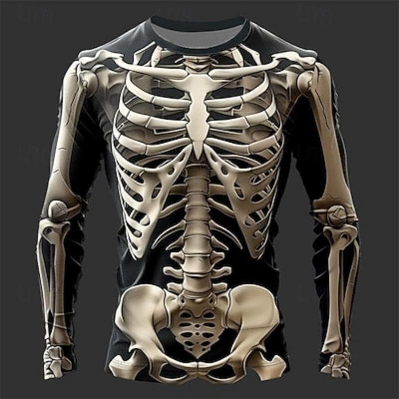 Graphic Skeleton Designer Casual Subculture Men's 3D Print T shirt Tee Sports Outdoor Holiday Going out T shirt Long Sleeve Crew Neck Shirt cm
