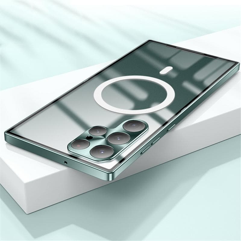 Luxury Aluminium Metal Magnetic Case For Samsung Galaxy S25 S24 S23 S22 Plus S21 Ultra S20 S21 FE Magsafe Magnet Wireless Charging Cover black