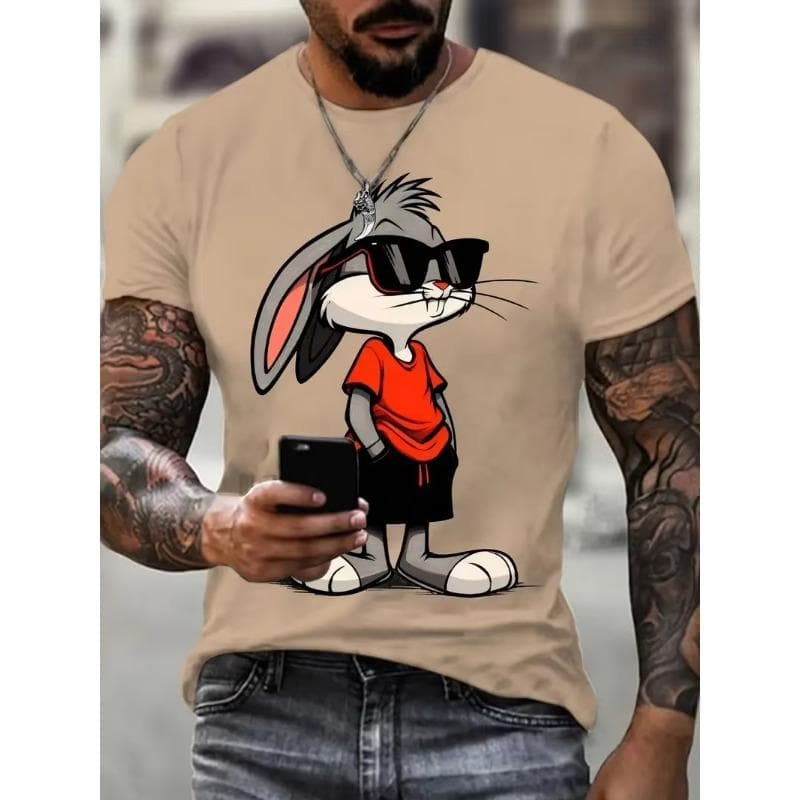 Fashion Cartoon Rabbit Graphic T Shirts For Men Summer Trend Hip Hop 3D Printed Kids T-shirts Cool Streetwear Breathable Tees cm