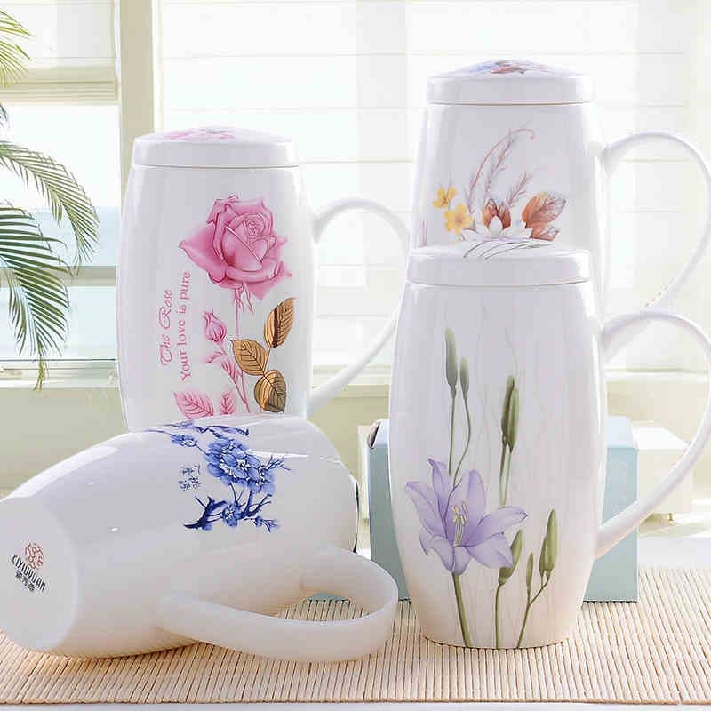 700ML, bone china big coffee mug, ceramic tumbler tea time, large mug christmas cup gift, porcelain big mug, enamel cup