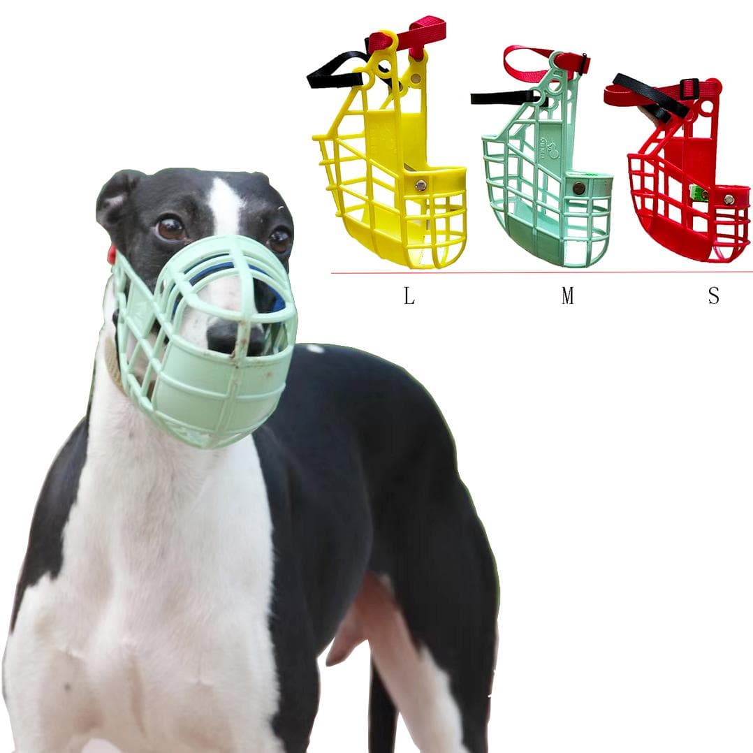 Adjustable Dog Muzzle Plastic Mask Anti-Barking Bite Mouth Cover for Small/Medium/Large Greyhound Gree Whippet blue