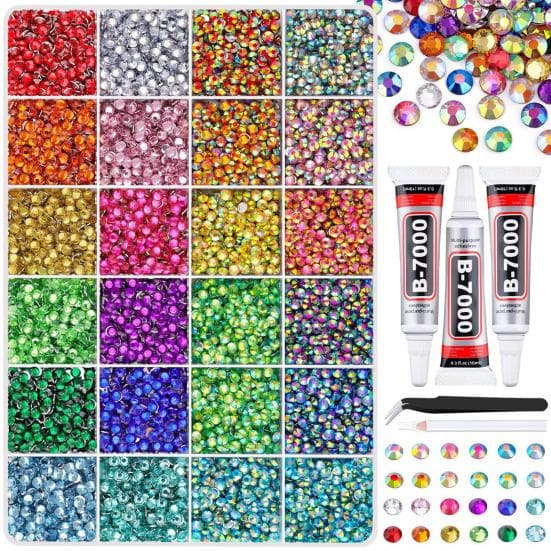 24000/30000/32000Pcs Nail Art Rhinestone Set 24/28/40 Grids Assorted Color 0.3CM DIY Jewelry Nail Design Crafting Clothing Phone Decoration Rhinestone