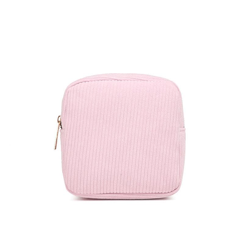 Korean Style Corduroy Makeup & Coin Storage Bag - Portable and Compact sky blue