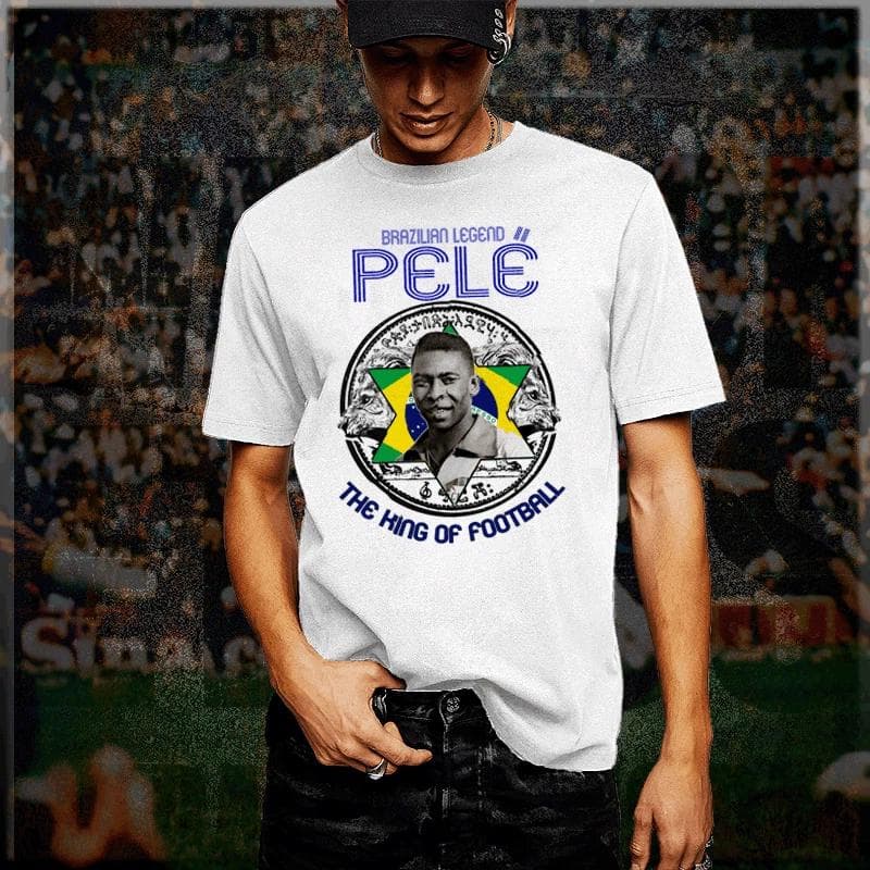 Soccer t-shirt S-3XL, Pele Brazilian Retro, King of Football, Legend, World Cup cm