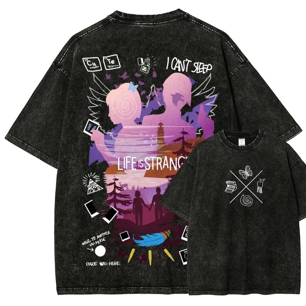 Narrative Adventure Game Series Life Is Strange Graphic Print Peripherals T-shirt Men Women Vintage Washed Cotton Oversized Tees cm