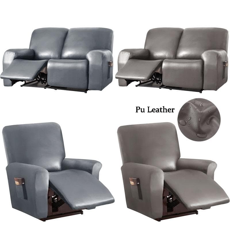 Waterproof Recliner Chair Cover Pu Leather Solid Color Relax Lazy Boy Armchair Slipcovers Recliner Sofa Covers For Living Room
