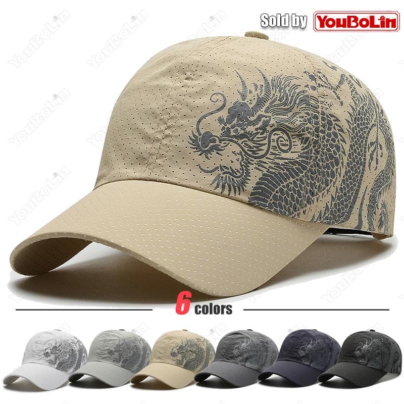 Mens Cap,Womens Summer Caps,Quick-Dry Sun Hat,Uv Protection Hats Dragon Pattern, Ideal For Travel, Fishing & Daily Wear