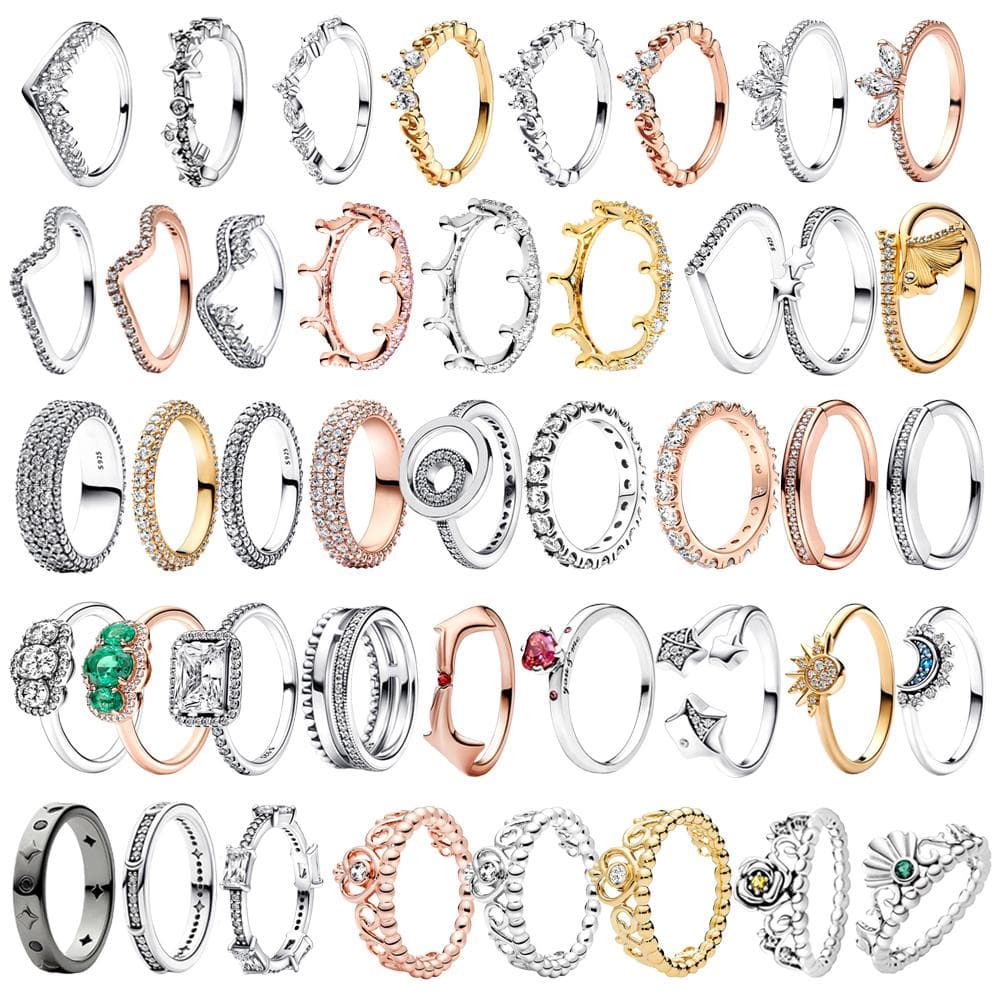 Original  S925 Sterling Silver Crown Ring For Women Sparkling Zirconia Stackable Ring Fashion Fine Jewelry Gift For Couple