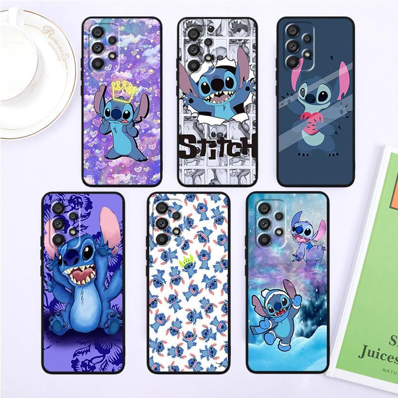 Cartoon Stitch Cute For Samsung A53 A52 A33 A32 A51 A71 A21S A13 A73 A50 A22 A23 A03 A72 A54 A12 5G Black Funda Phone Case