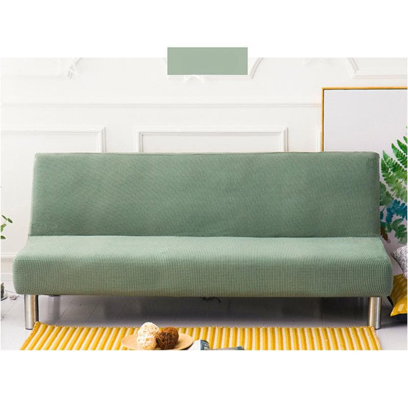 Solid Color Armless Sofa Bed Cover Elastic  Couch Covers for Living Room Washable Removable Slipcovers Folding Settee Case navy blue