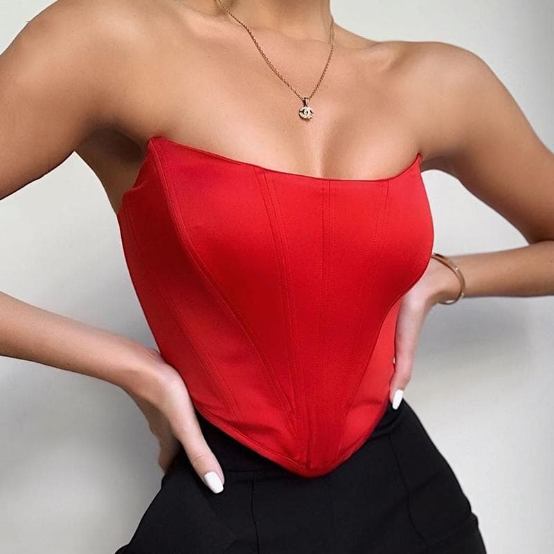 Sleeveless Off Shoulder Velvet Fashion Sexy Corset Crop Tops Vest Female Underwear Backless Bustier Top Solid cm pink