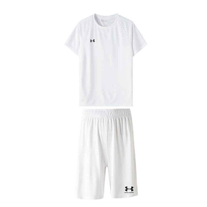 Under Armour Quick-Dry Training Crew Neck Breathable Short Sleeve Moisture-Wicking Drawstring Shorts Casual Sports Set 21500140-100+1372691-100