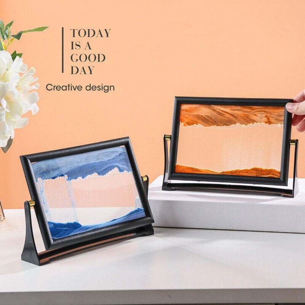 Flowing Sand Moving Sand Art Picture Rotatable 3D Sandscape in Motion Glass Quicksand Painting pink