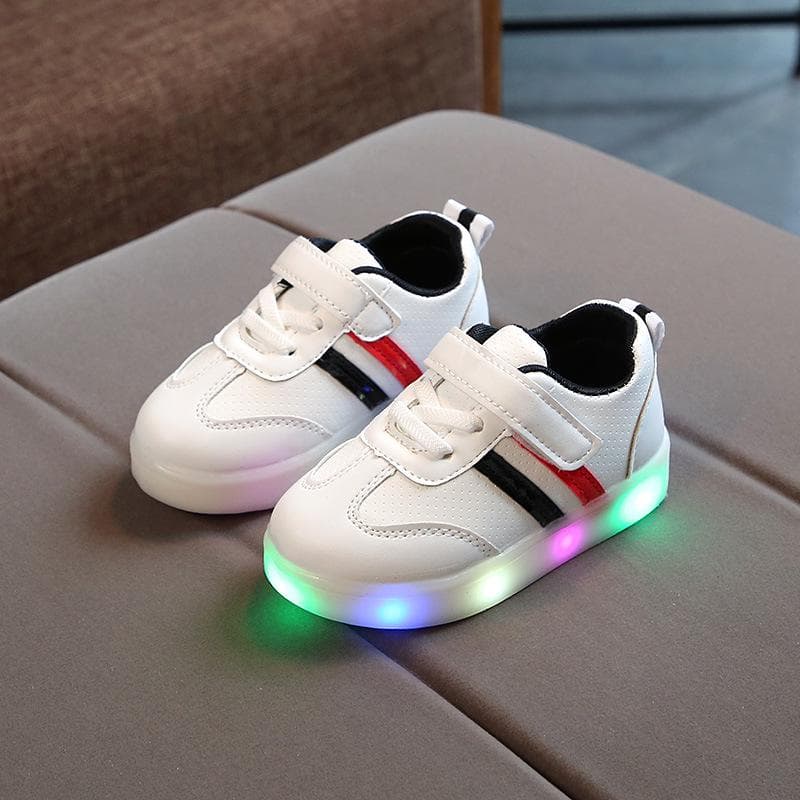 Plus Size  Comfortable Sneaker Baby LED Luminous Non-slip Mesh Walker Children Boys Girls Sneakers cm green