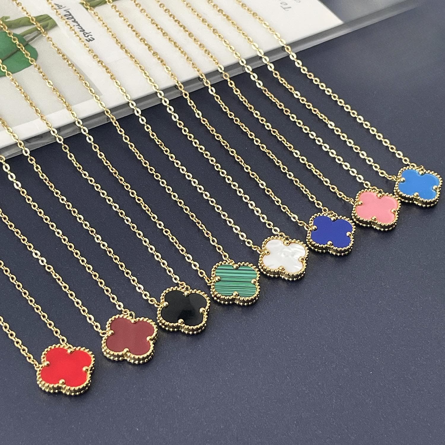 15mm Double-sided Titanium Steel Four-leaf Clover Necklace Female Simple Titanium Steel Collarbone Chain Necklace Net Red Jewelry