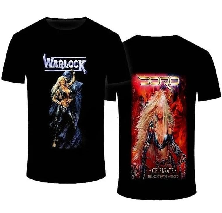 Warlock Metal Band Retro 3D Printed Neutral Tshirt Shirt Gothic Street Short Sleeve Round Neck American Harajuku Mens Wear cm