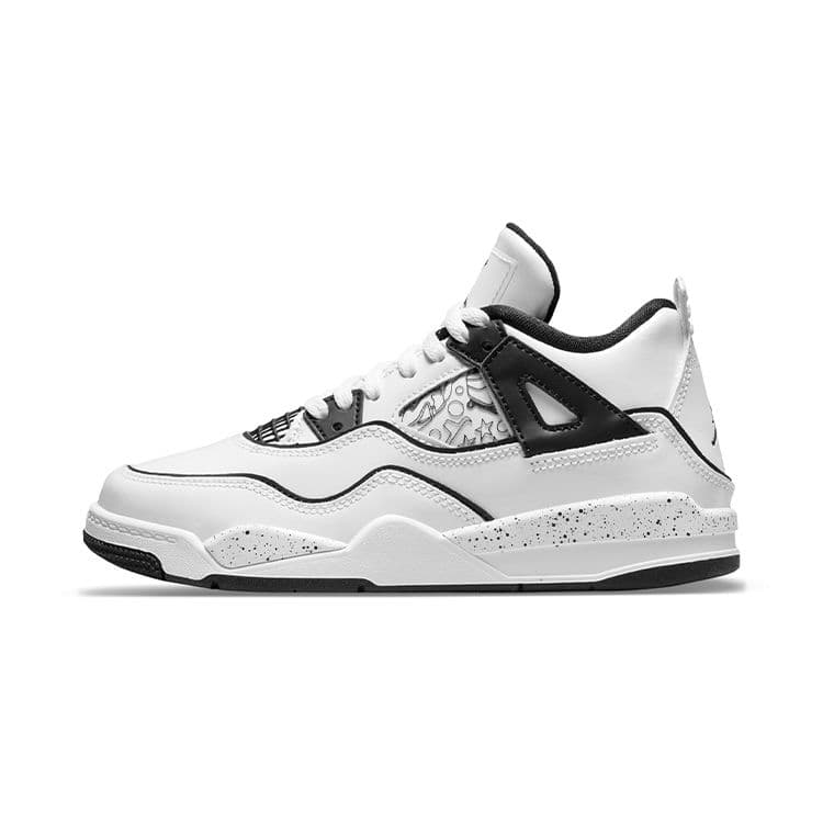 Air Jordan 4 Retro PS DIY Kids Sneakers White Black Volt DC4100-100 cm