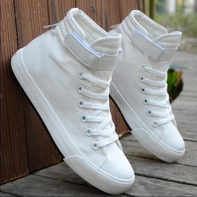 Fashion Men Shoes High Top White Canvas Shoe 2024 Summer New Mens Sneakers Fashion Breathable Canvas Sneakers Non-slip Flat Casual Shoes cm