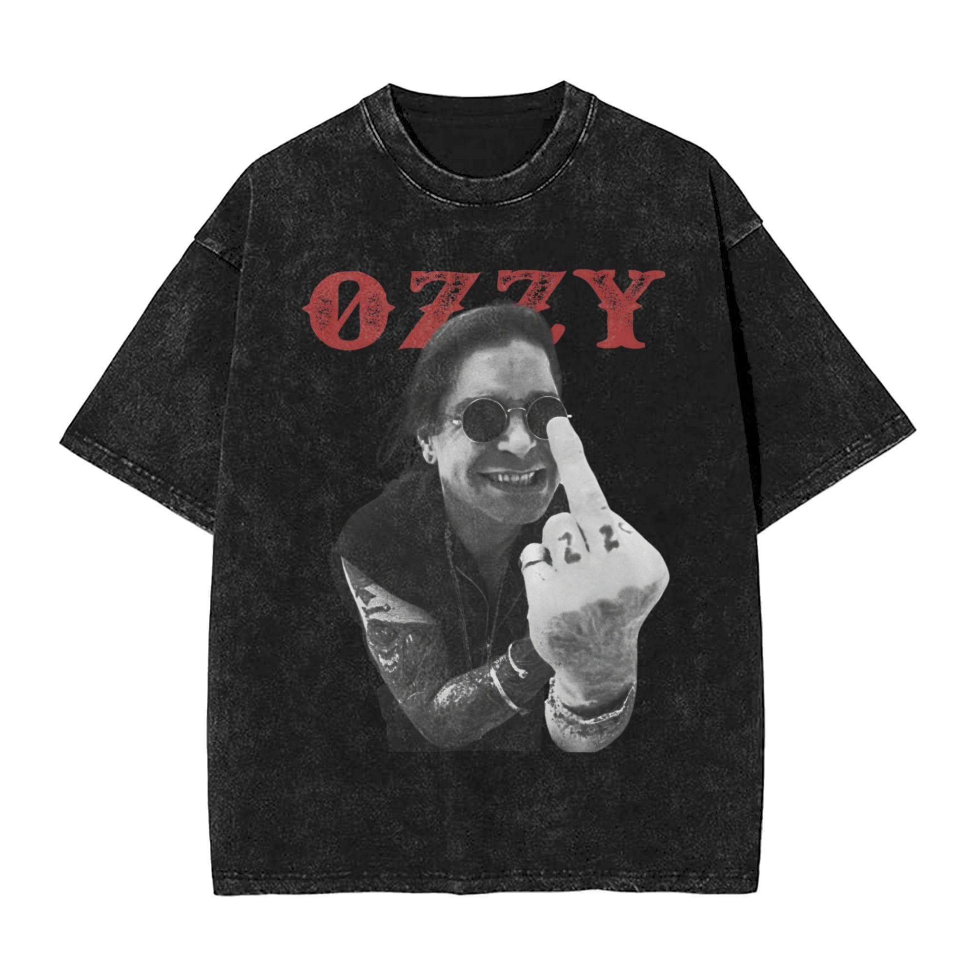 Black Sabbath Vintage Ozzy Middle Finger T Shirt Summer  Vintage T-Shirts Casual Hippie Tshirt For Men Short-Sleeve Loose Tees cm