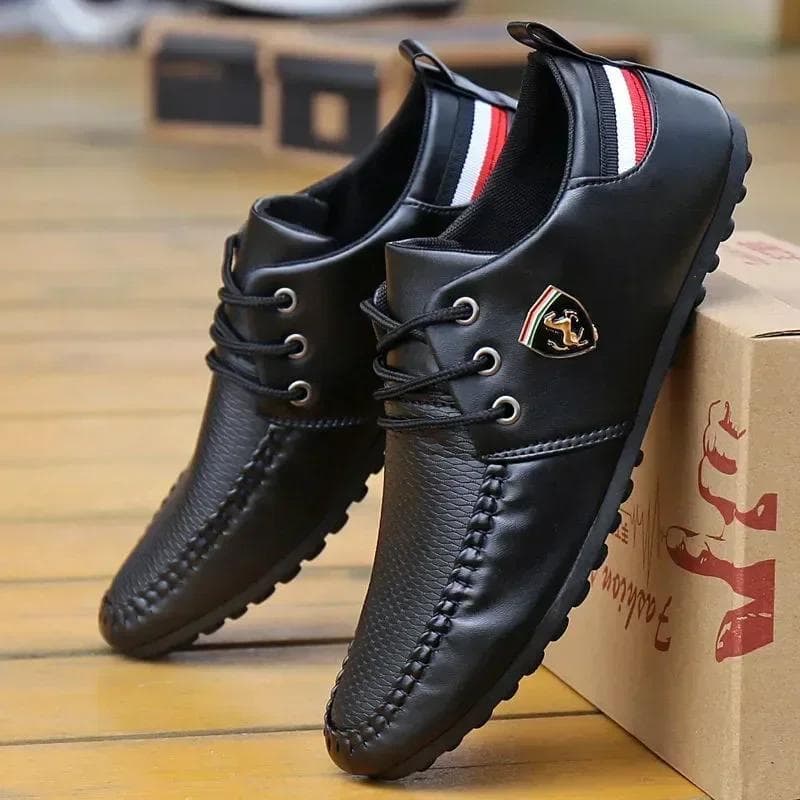 Leather Shoes for Men Casual Loafers Moccasins High Quality Shoes Male Lightweight Driving Footwear 2024 Zapatillas Hombre Male cm black