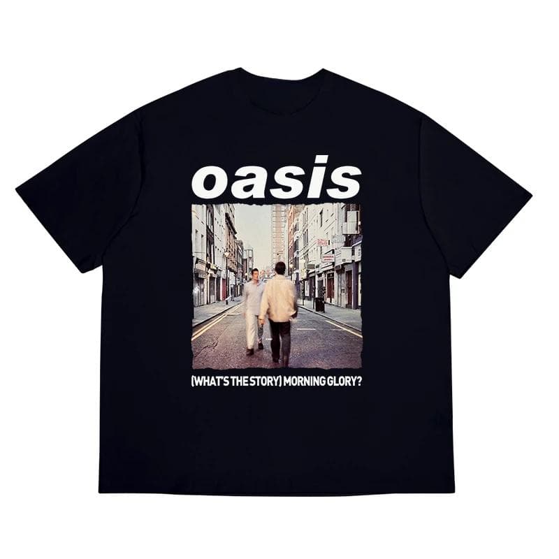 Summer men's T-shirt: Oasis Band pure cotton T-shirt, casual retro short-sleeved, soft and loose T-shirt for men cm