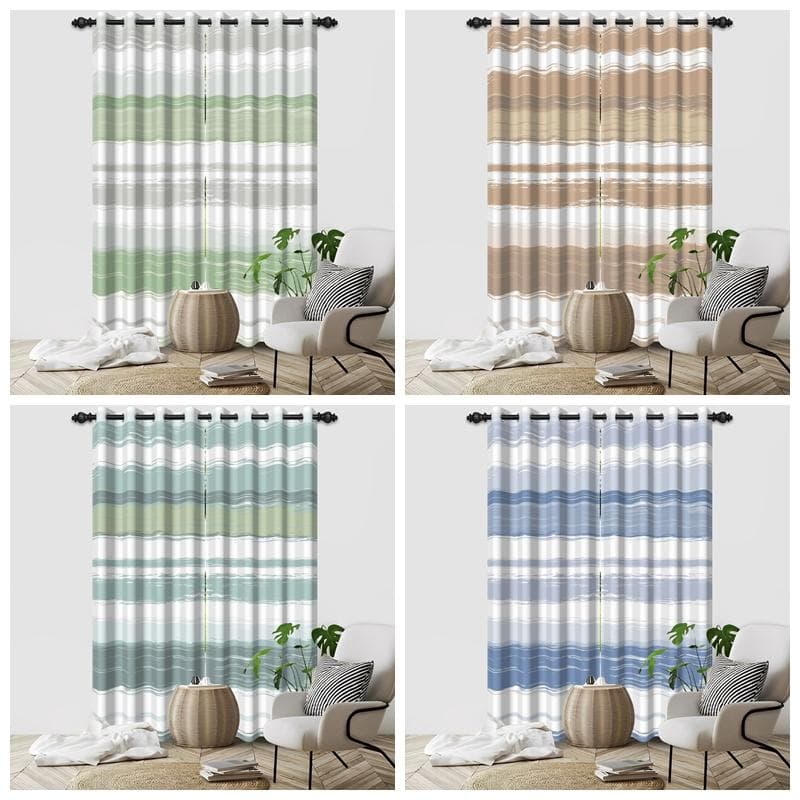 Set Of 2 Abstract Striped Pattern Curtains Multiple Colors Top Living Room Bedroom Decor Rod Pocket Curtain With Grommet Light Blocking Polyester