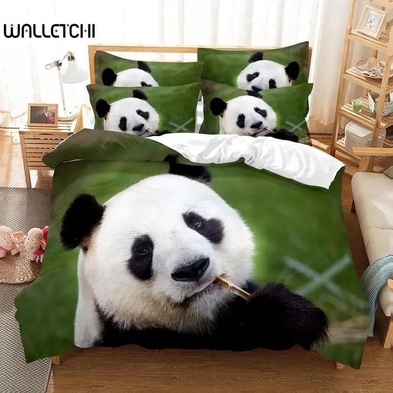 Panda Duvet Cover Set Cute Animal Pattern Twin Bedding Set For Boys Girls Microfiber Wild Giant Panda King Size Comforter Cover