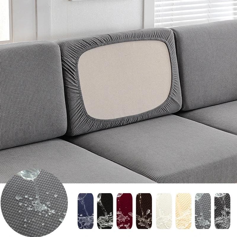 Waterproof Jacquard Sofa Cushion Cover Slipcover For Backrest Stretch Seat Cover Couch Cover 1/2/3/4 Seater Protector Dark blue