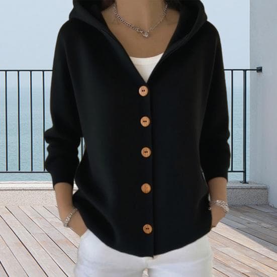 Women's Hooded Cardigan Sweater Casual Long Sleeve Button Down Knit Hoodie Coat Oversized Fall Outerwear cm apricot