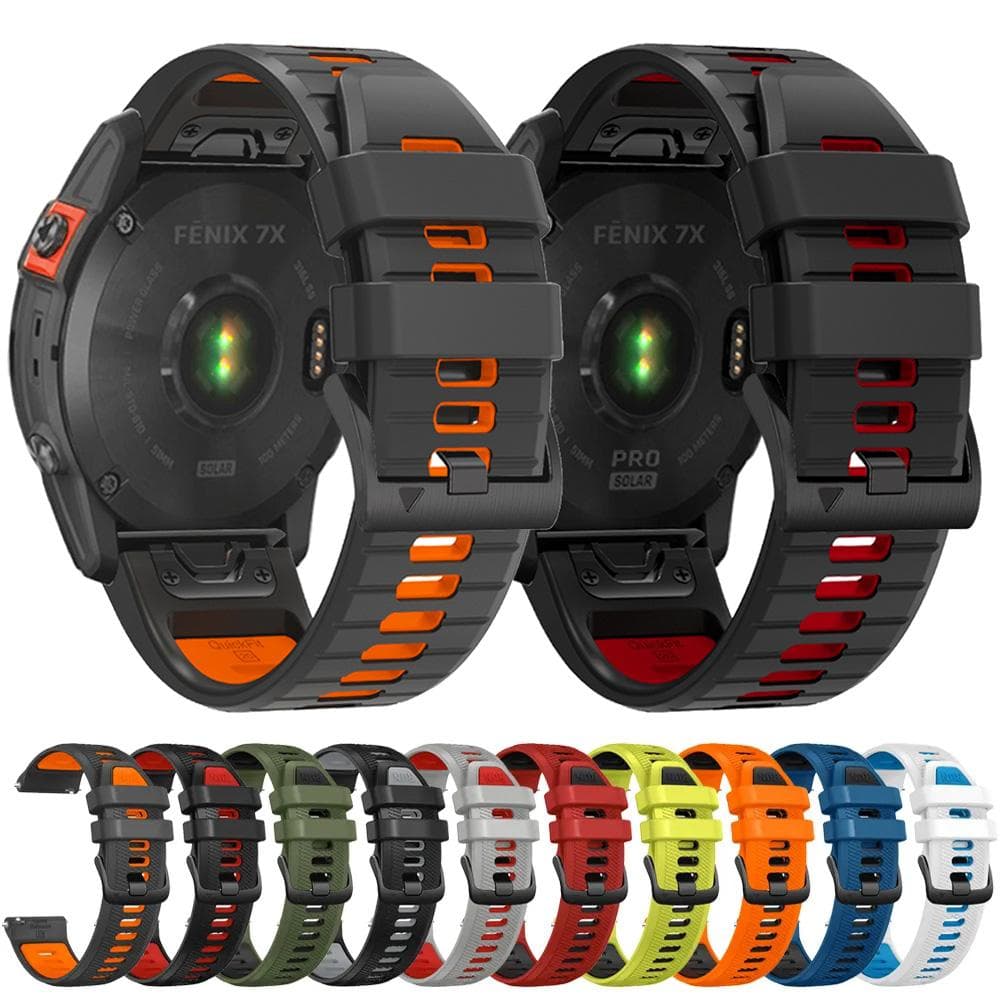 22 26MM Silicone WatchBand Strap For Garmin Fenix 7 7X 6X 6 Pro 5 5X Plus Epix Gen2 Enduro 2 WristStrap QuickFit Release Bracele red black