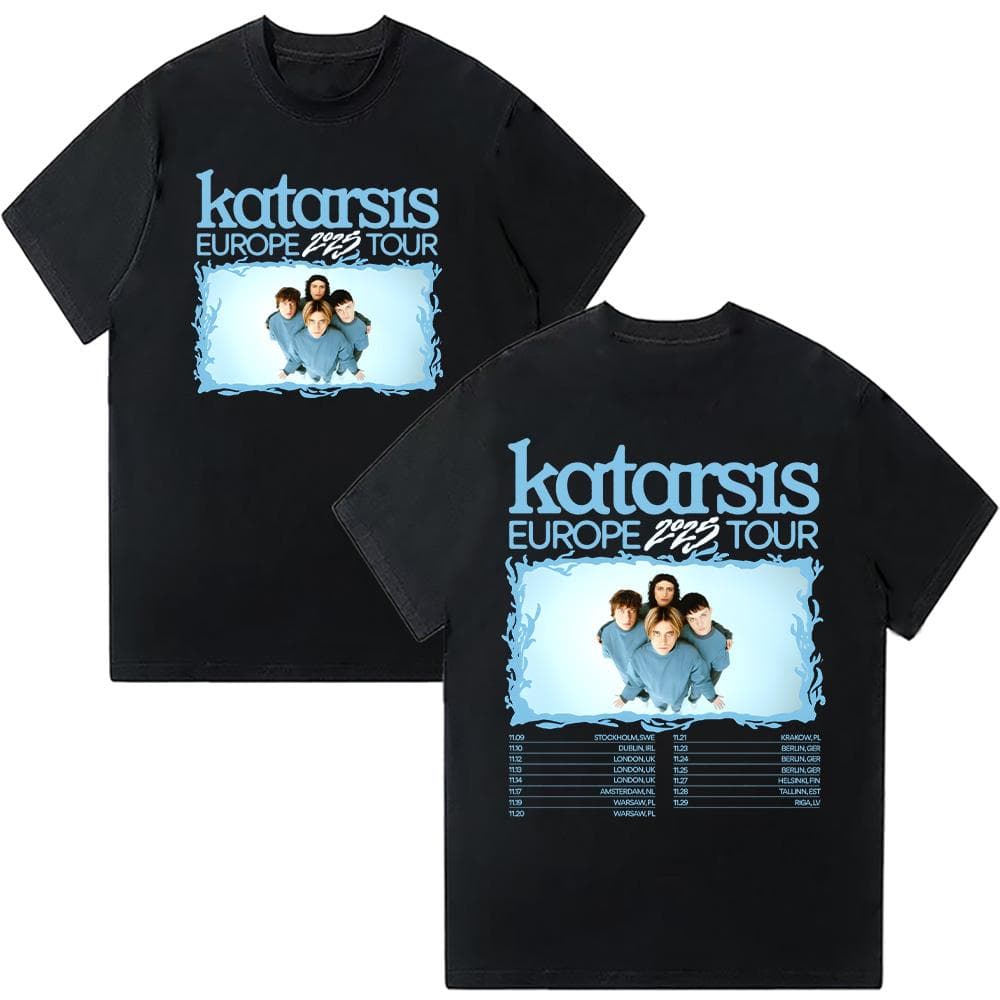 Katarsis Europe 2025 Tour T-shirts Katarsis Band T Shirt Summer Pure Cotton Clothes Women Men Short Sleeve Y2K Casual Streetwear cm red