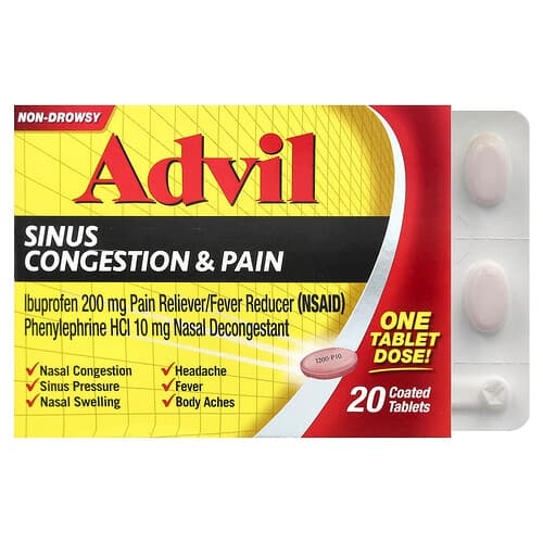 Advil, Sinus Congestion & Pain, 20 Coated Tablets