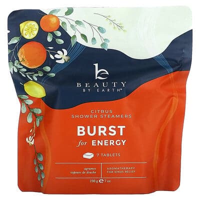 Beauty By Earth, Burst of Energy Shower Steamers, Citrus , 7 Tablets, 7 oz (198 g)