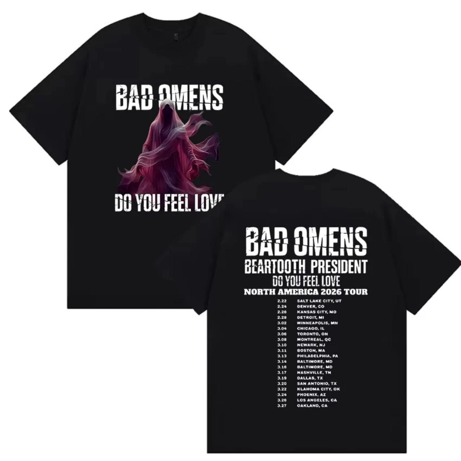 Bad Omens Do You Feel Love Tour 2026 T-shirt Men and Women Summer Gothic Clothing Fashion Casual Round Neck Short Sleeved Top cm multicolour