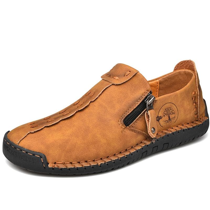 Spring and Autumn Men's Casual Leather Shoes Large Size Men's Driving Car Shoes Men's Breathable Handmade Casual Shoes cm brown