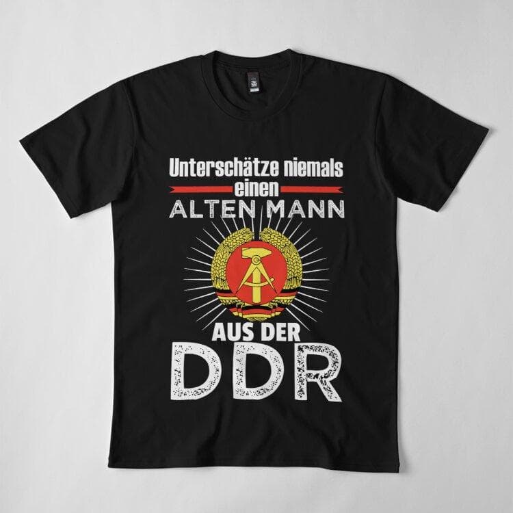 Men Premium Cotton Harajuku T-Shirt ddr germany old man saying Print Tees Funny Style Round Neck Cotton Tshirt Casual T-Shirts cm
