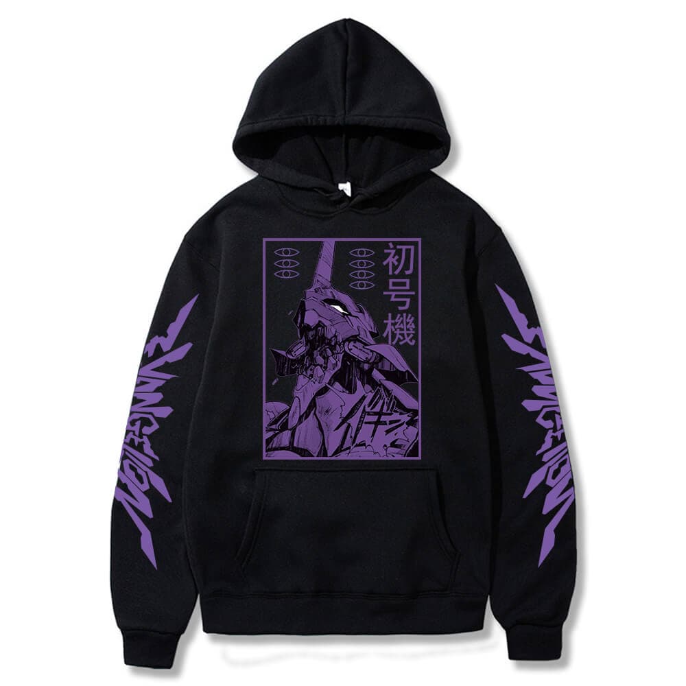 Men Hoodies Anime Evangelion Graphic EVA-00 PROTO TYPE Unisex Oversize Long Sleeve Pullover Sweatshirts Harajuku Streetwear Tops cm yellow