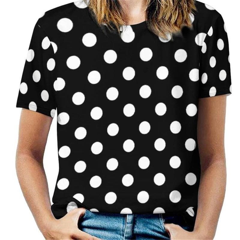 Women New T-Shirts Short Sleeve Round-Neck 3D Dot Print Fashion Street Tops Tee Summer Loose Casual Oversized T-Shirt Pullovers cm