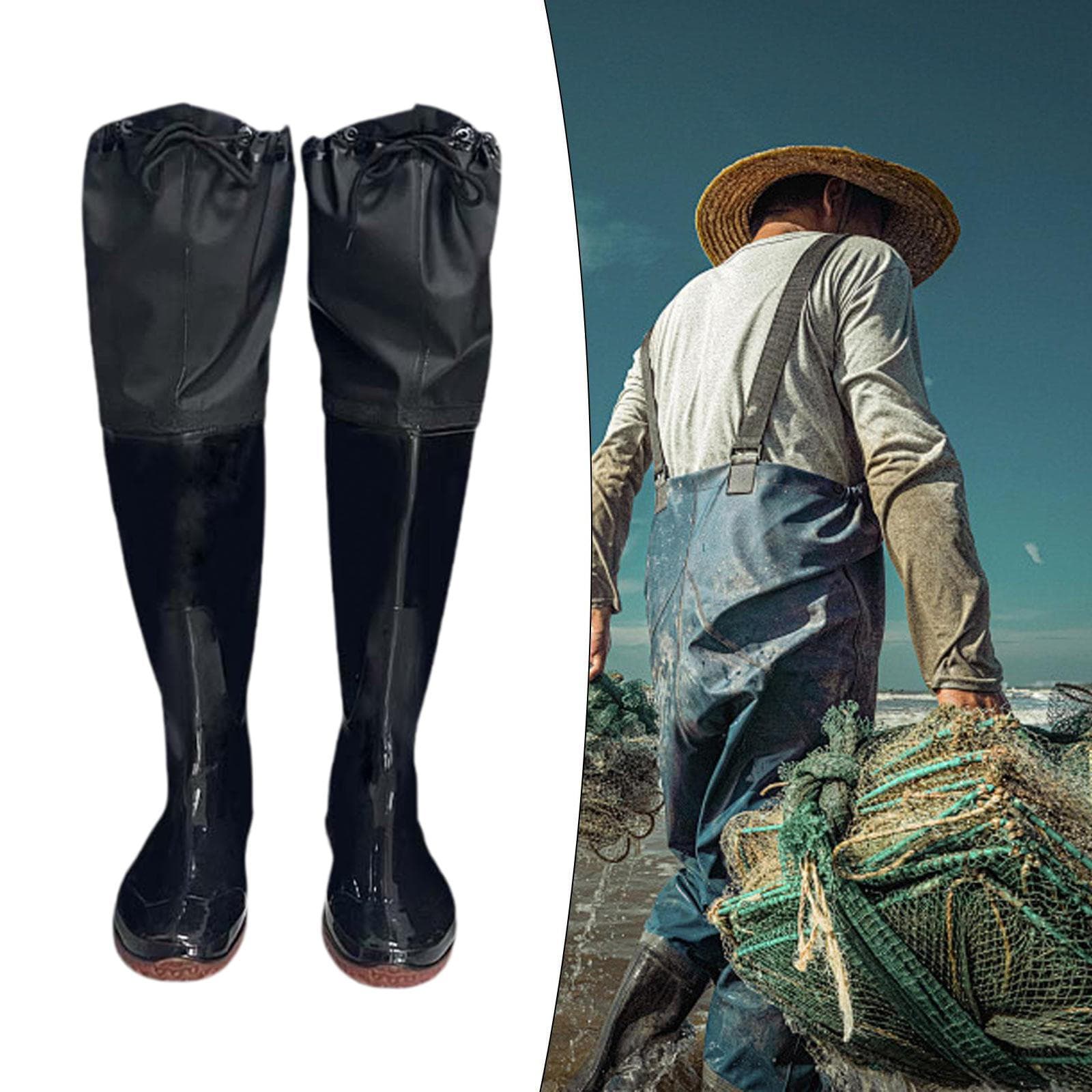 Fishing Hip Wader Boots Hunting PVC Height 60cm Lightweight Soft Sole Wading Shoes Bootfoot