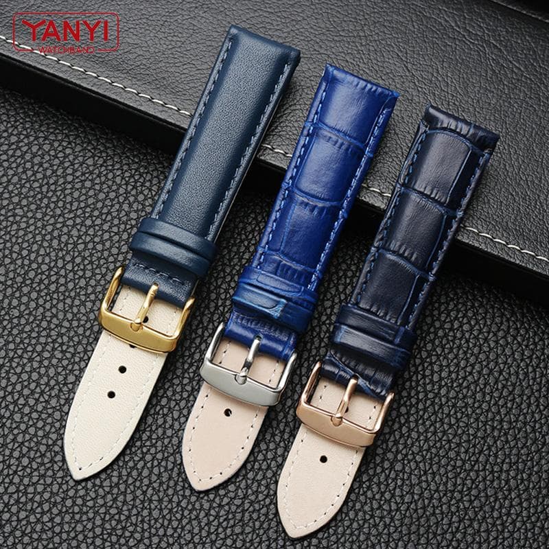 Genuine Leather Bracelet Blue color watch strap for citizen rossini watchband 14 16 18 20mm 21m 22mm 23mm watch band wholesale