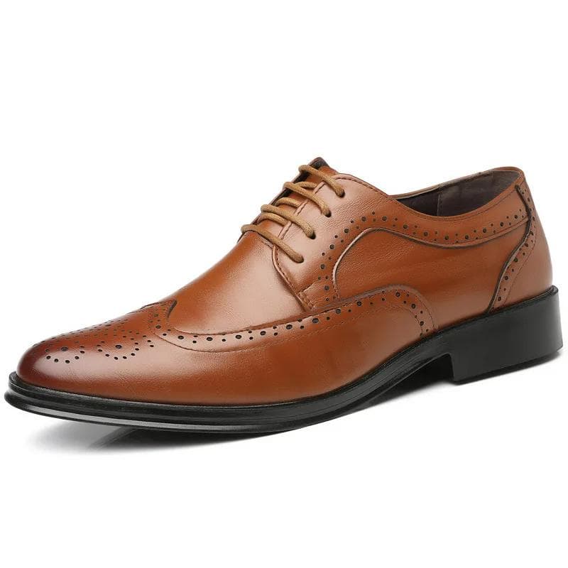Oxford Shoes Genuine Calfskin Leather Brogue Dress Shoes Classic Business Formal Shoes Mens cm brown