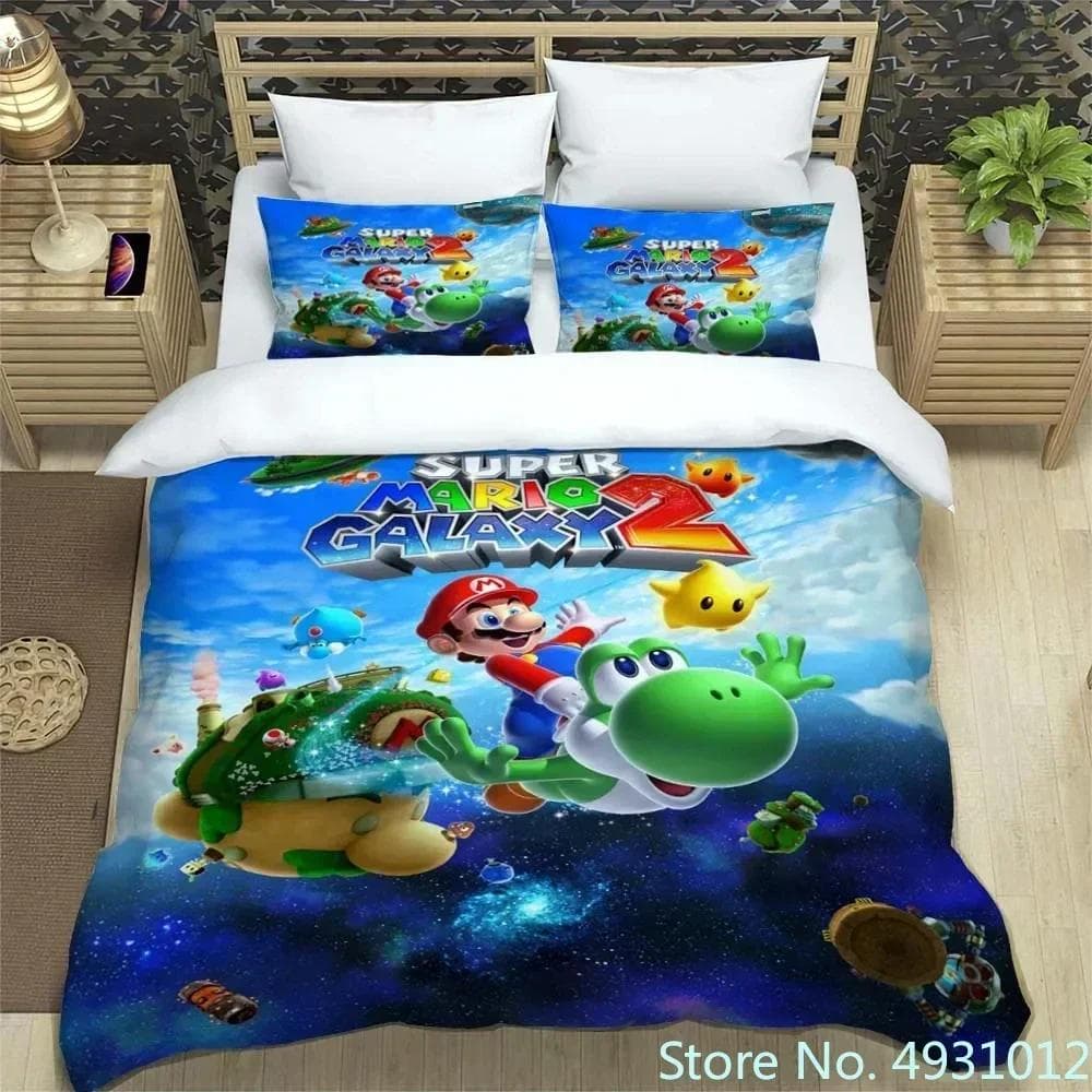 Anime Jumpman Super Mario Children Bedding Set Pillowcase Bedclothes Cartoon 3D Printed Kids Adult Boys Quilt Duvet Cover Gift