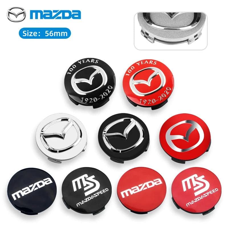 4PCS 56mm Wheel Center Cap Logo Hub Cover Badge Emblem For Mazda 6 3 CX5 2 CX7 Demio Atenza Axela MX30 CX30 CX3 CX9 MX5 RX8 RX7 silver