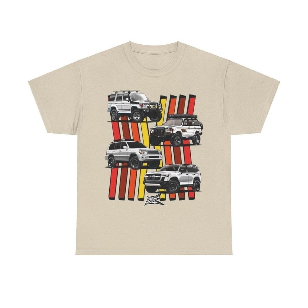 Toyota Land Cruiser Generations Retro TRD Racing Banner Car T-shirt cm