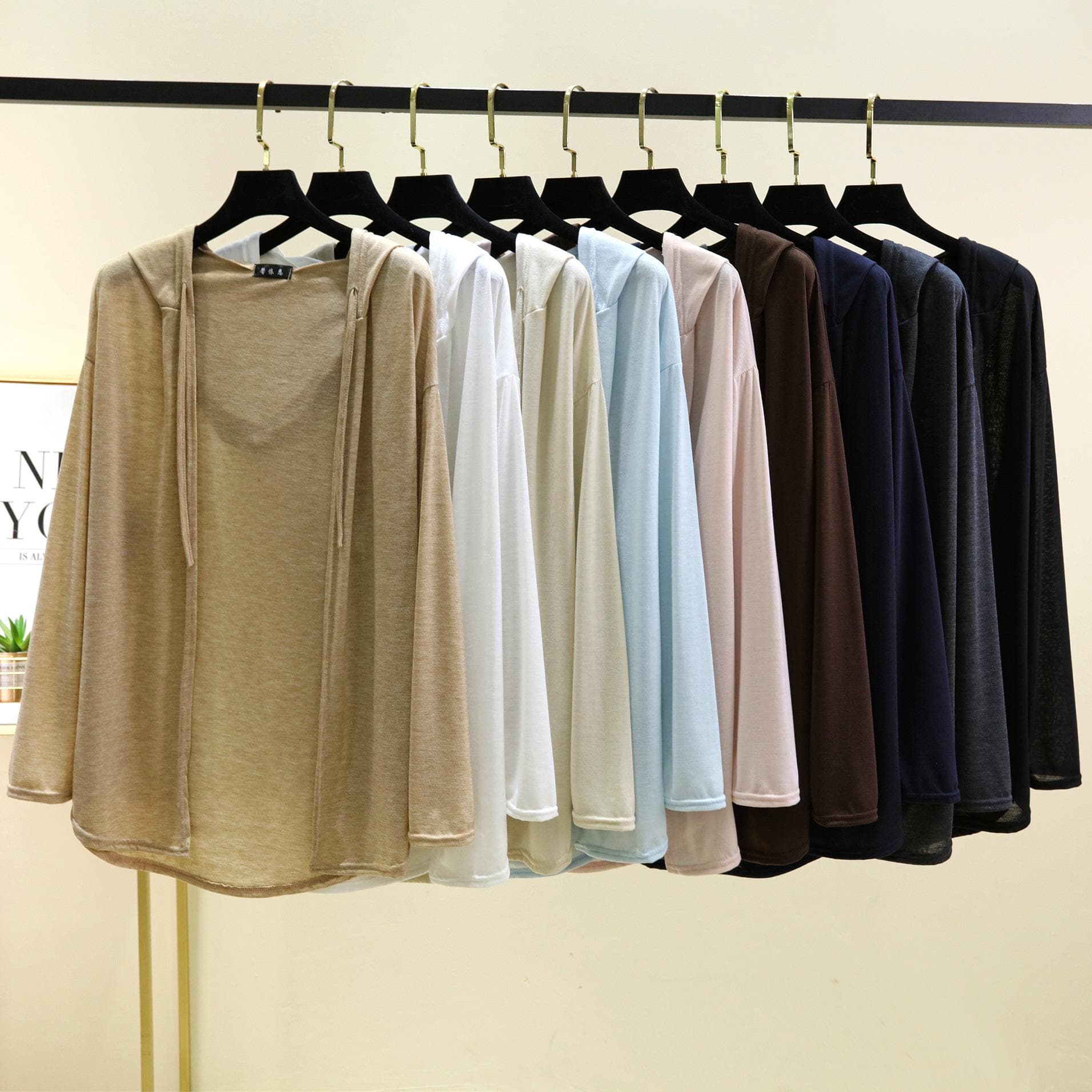 Summer Thin Hooded Cardigan Long sleeves Loose sun proof Tops fashion hoodies Top Casual Air-conditioned Cover up clothing cm light pink