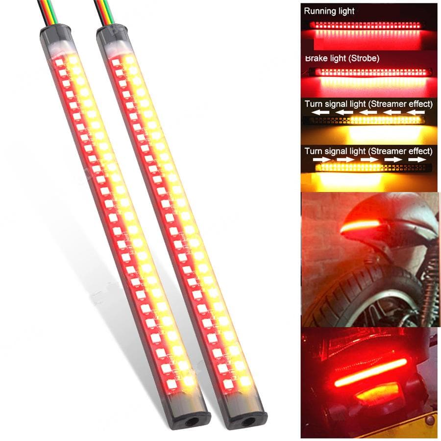 2×7.5 Motorcycle ATV Led Rear Turn Signal Brake Light Stop Lamp DRL Strips IP65